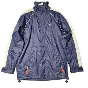 TYR Alliance Swim Parka Hooded Jacket Coat XS Blue Fleece Lined Full Zip EUC